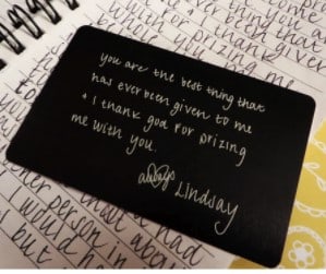 Handwritten Note Engraved Wallet Insert Best gifts for deployed military service members